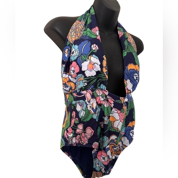 Modcloth Floral One Piece Swimsuit - Blue and Green - Picture 4 of 6